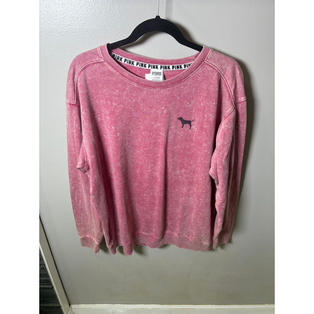 PINK Victoria's Secret Oversized Acid Wash Crewneck Sweatshirt Pink L/XL NWT